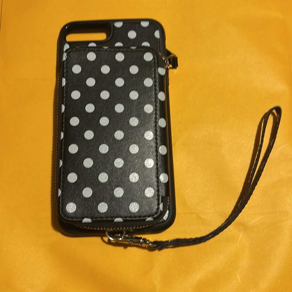 Polka dot phone case wallet wristlet